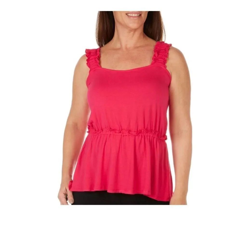 HARPER 241 Womens Solid Sleeveless Top Pink Size L